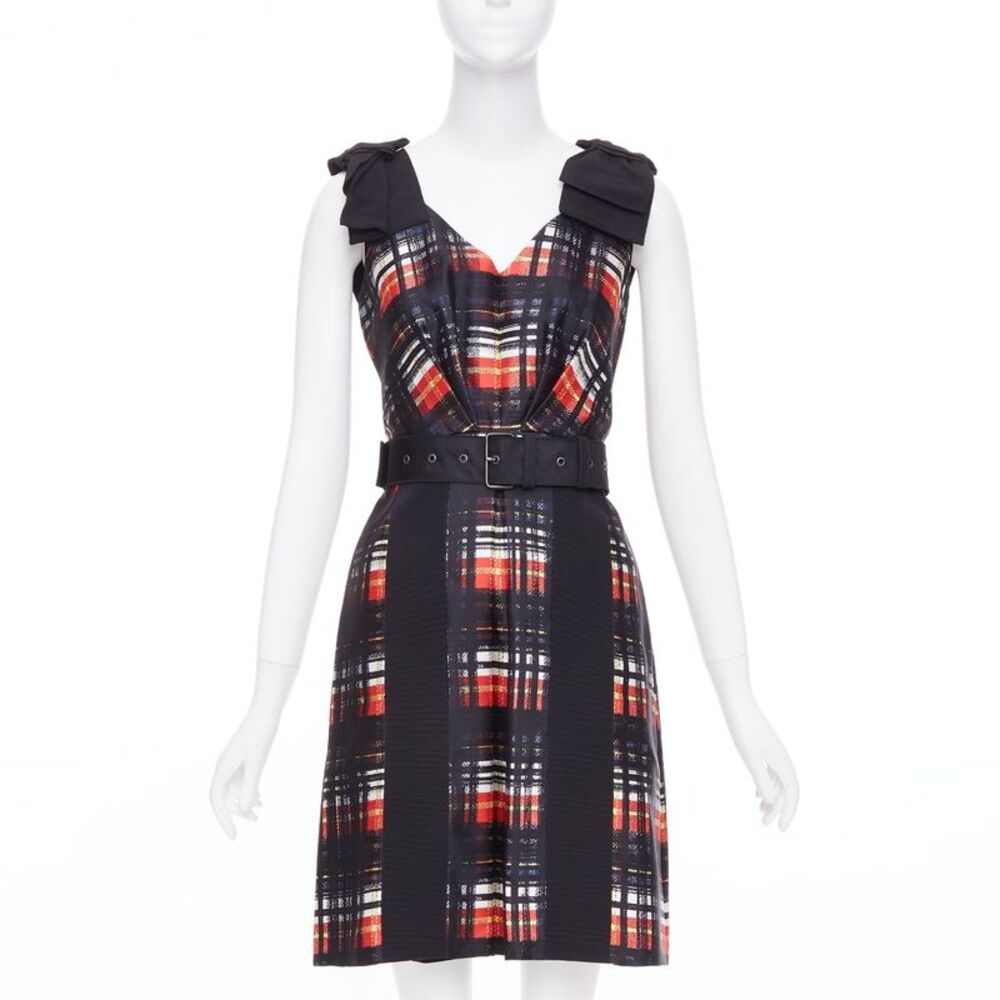 Prada 2015 Wool Silk Bow Shoulder Dress